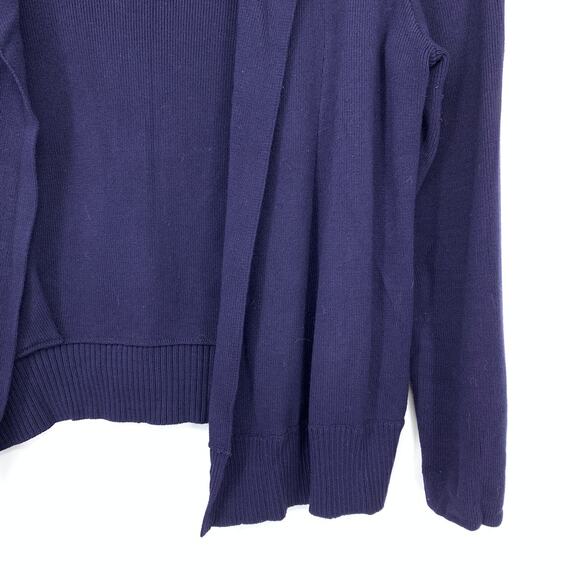 Anthropologie Moth Open Front Cropped Cardigan Sweater Womens Sz Small Navy Blue - Picture 4 of 6